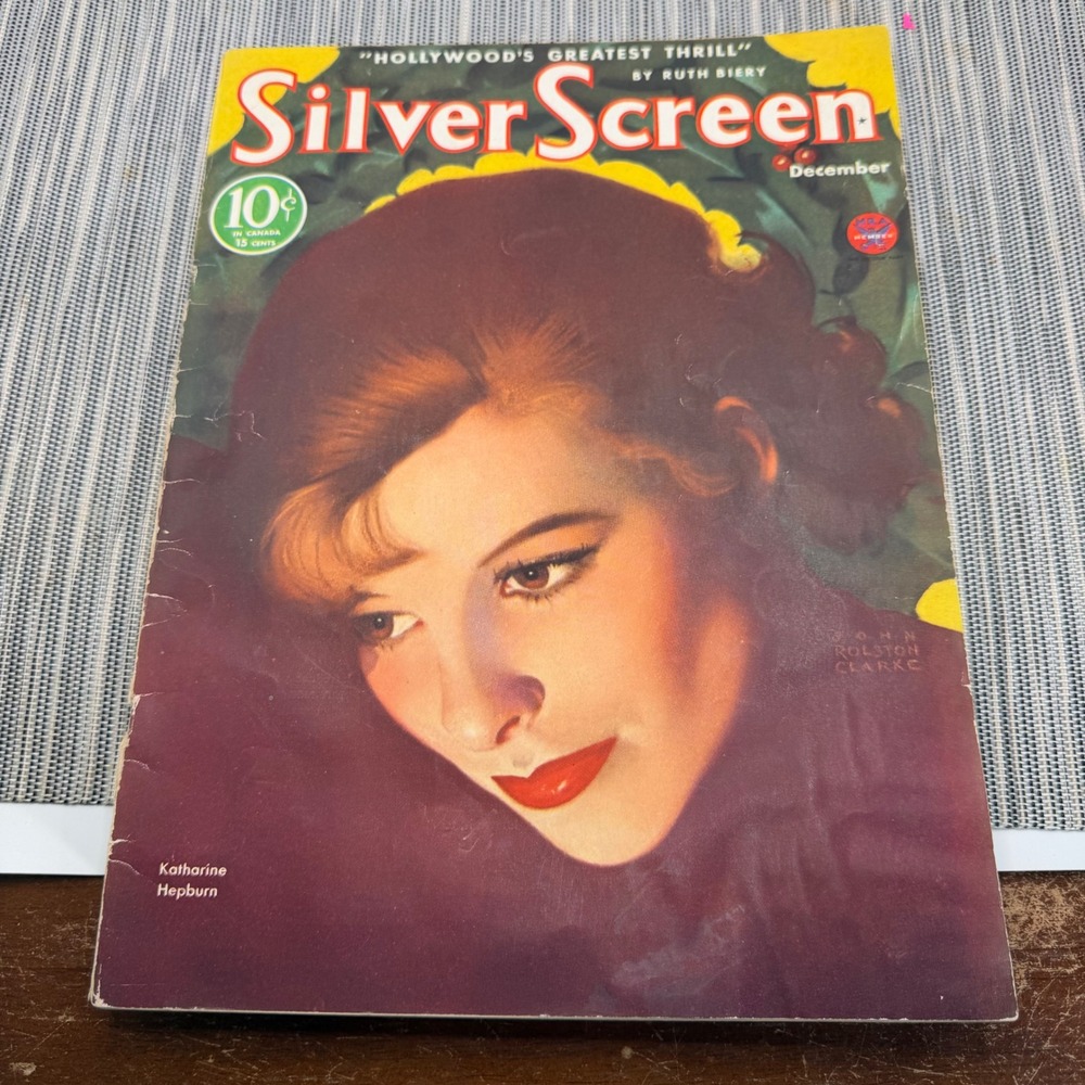 Vtg Silver Screen Magazine‎ Dec 1933 Katharine Hepburn Cover Hollywood History